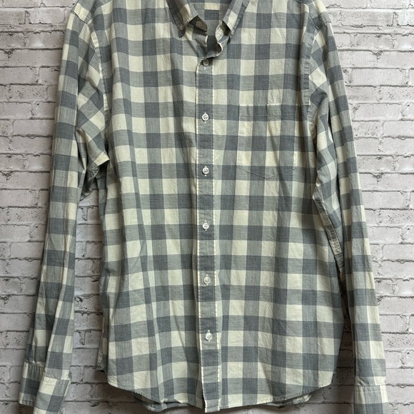 J. Crew Men’s XL Gray Cream Buffalo Check Plaid Long Sleeve Button Down Shirt - Picture 7 of 11